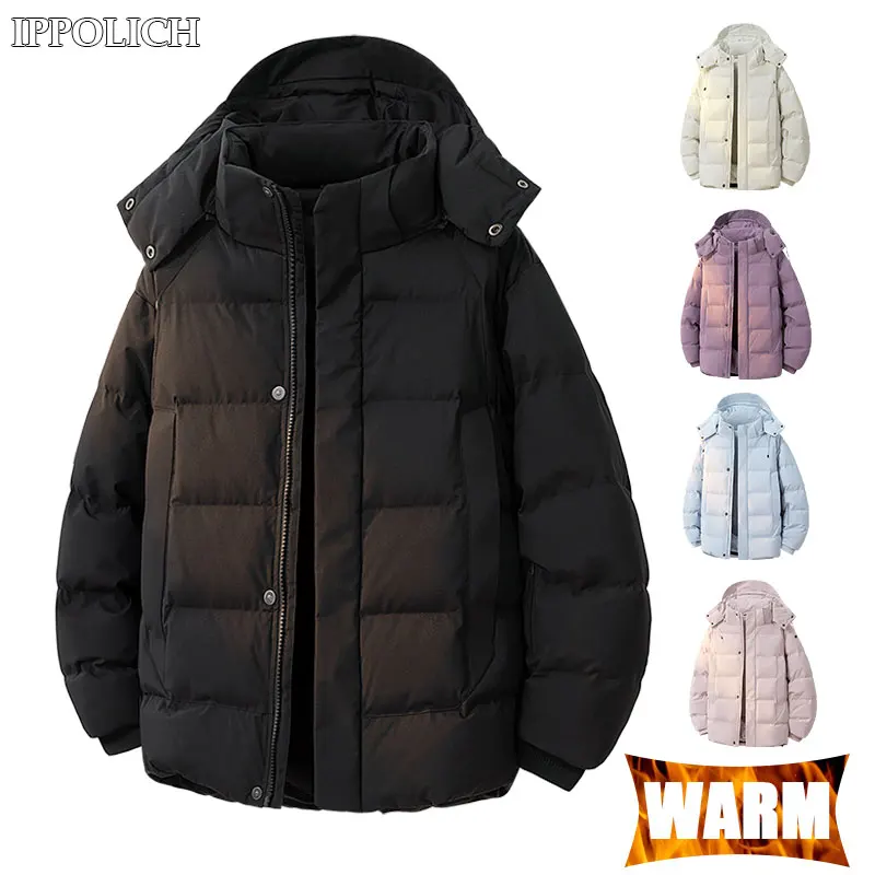 Unisex Winter Outdoor Jacket Windproof Warm With Removable Hood Casual Sport Jacket Running Fitness Sports Casual Windproof Coat