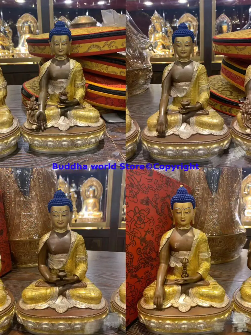 Pure Land XI FANG SI FO  high quality Amitabha Shakyamuni  the Medicine Buddha Mitukpa COPPER statue  Wholesale Buddha statue