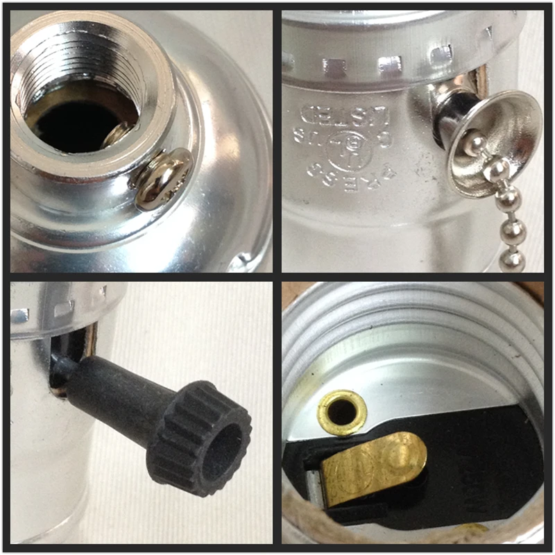알루미늄 소켓 E26 UL 램프 홀더, 미국 소형 조명 베이스 스위치, DIY 램프 액세서리, 110V, 220V
