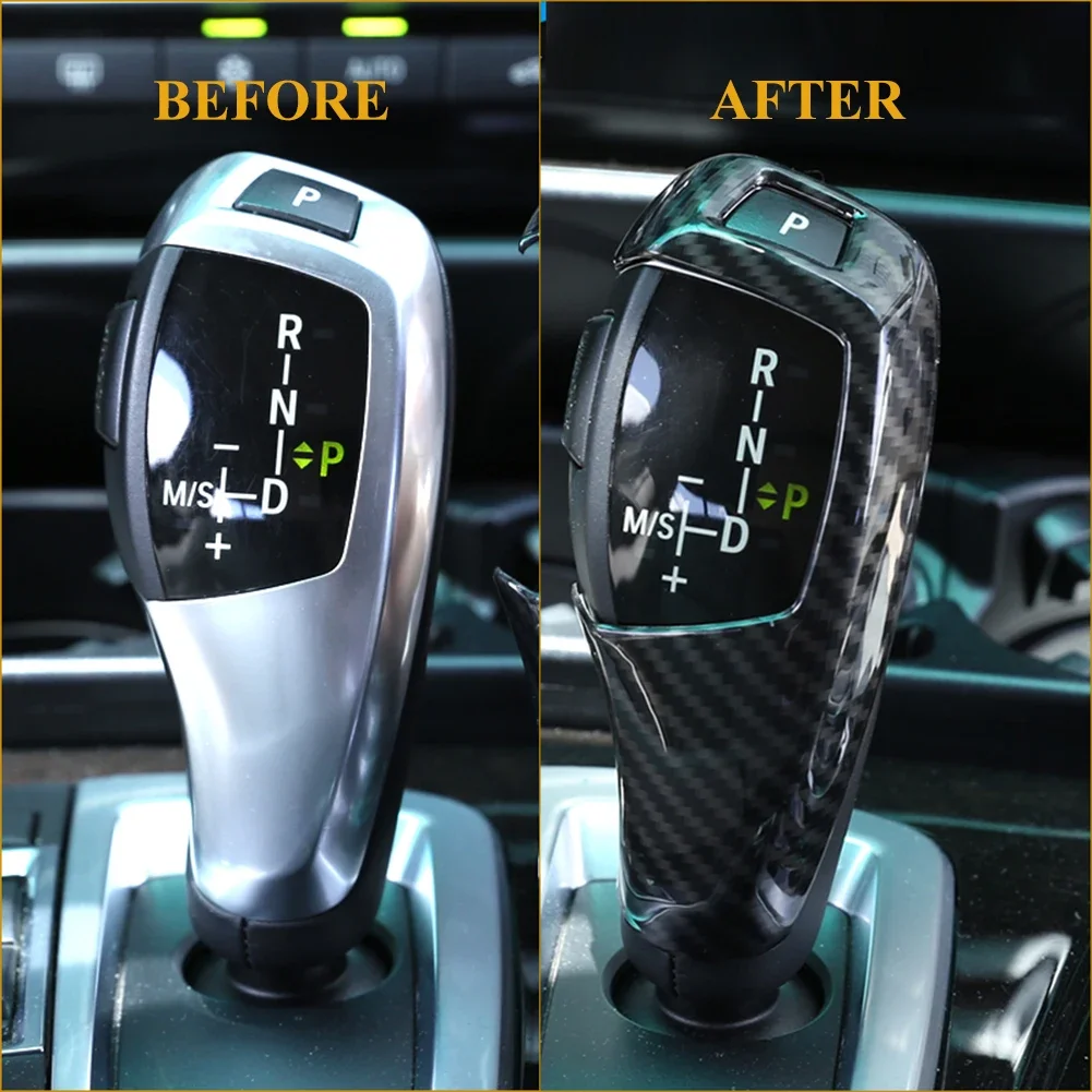 Car Carbon Fiber Moulding Shift Gear Knob Cover For BMW E60 (2008-2010) E70 E71 (2008-2013) X5 X6 Auto Interior Accessories