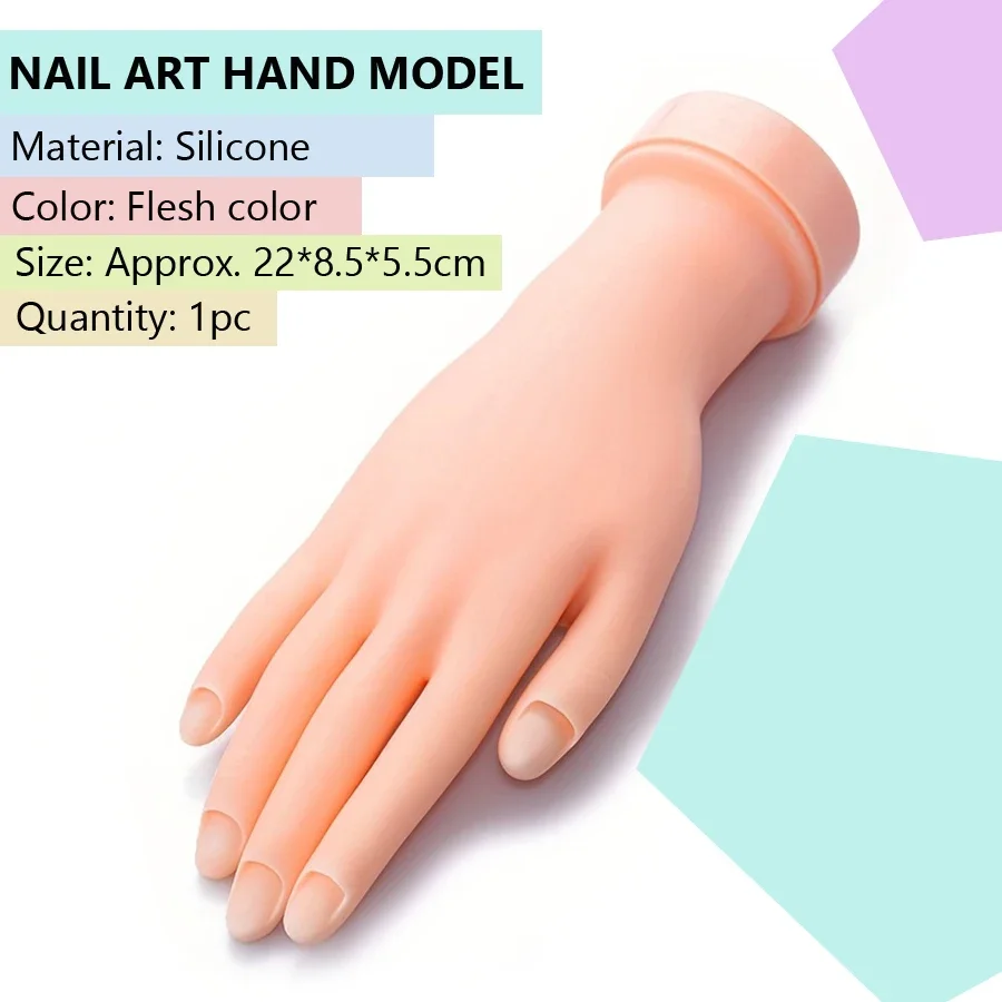 Soft Plastic Flexible Flectional Mannequin Nail Art Practice Tool Fake Hand for Training And Painting in Nail Salon