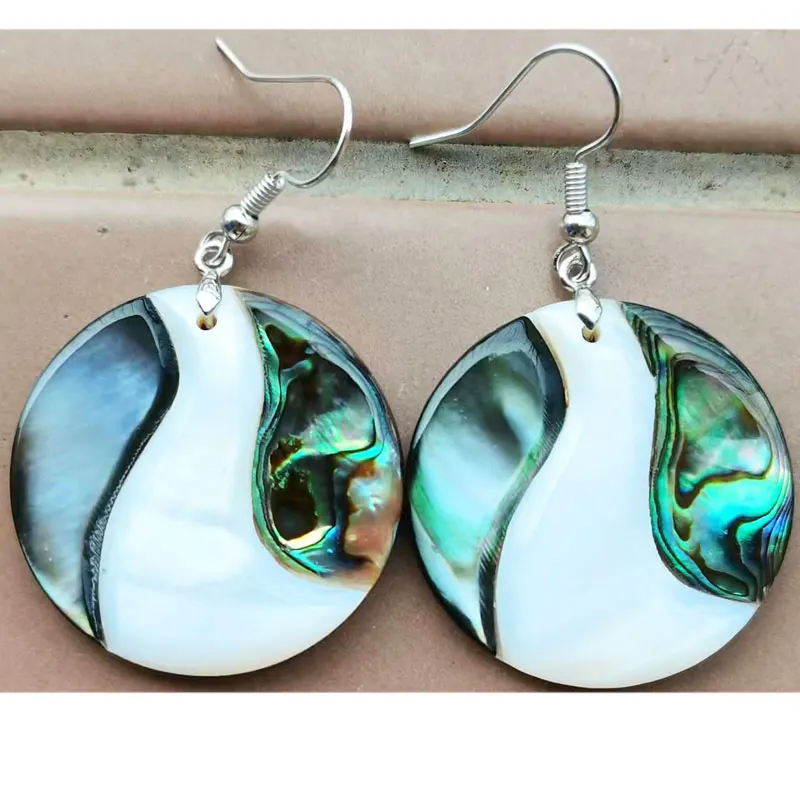 New Zealand Abalone Shell Round beads Earring 1Pair WFH1152