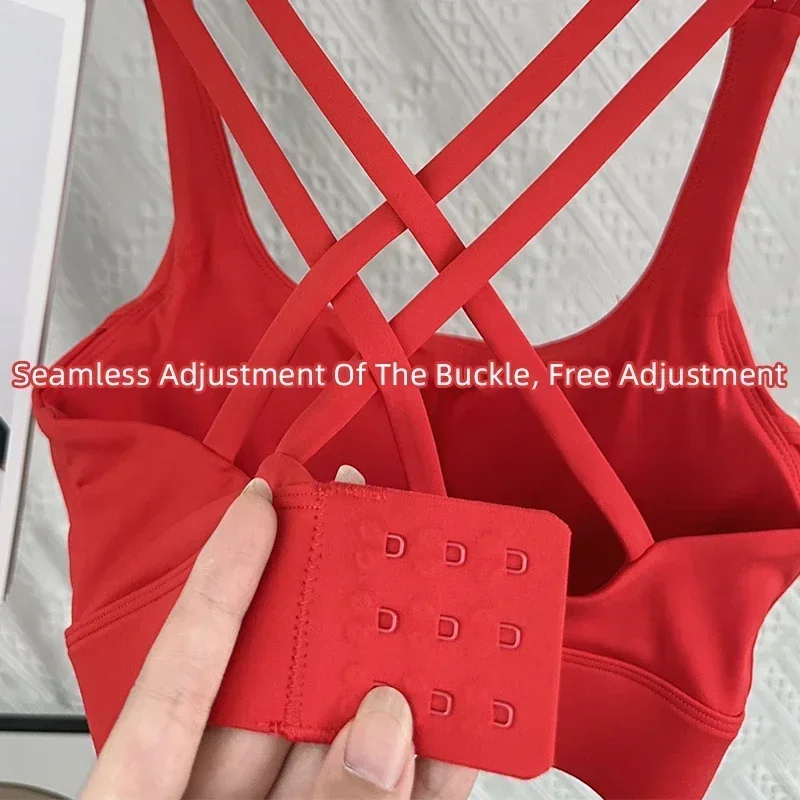 

Fitness Tops Fashion Cross Back Women Sport Bra Shockproof Adjustable Buckle Sports Bra Gym Pilates Running Athletic Vest️