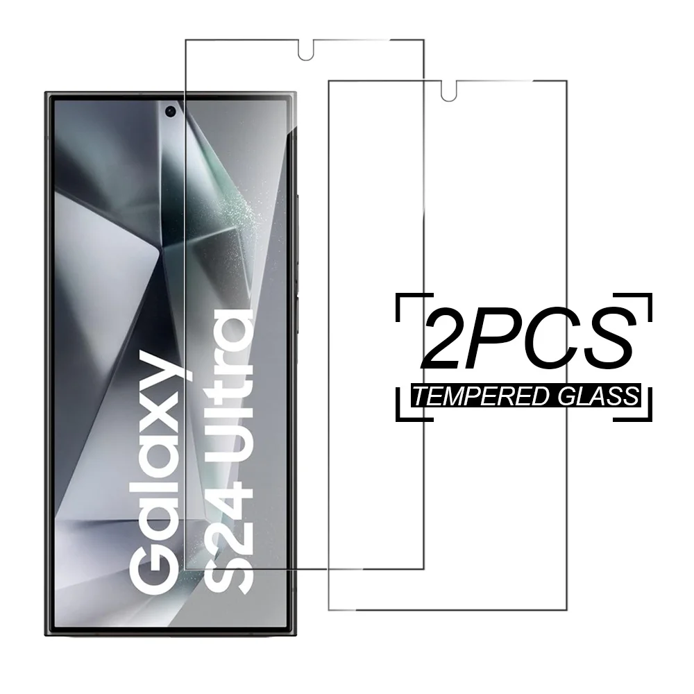 2Pcs For Samsung S24 Ultra 5G Tempered Glass Case Friendly Screen Protector For Galaxy S24+ S23 Plus S22 S21 S20 S 24 S24 FE 4G