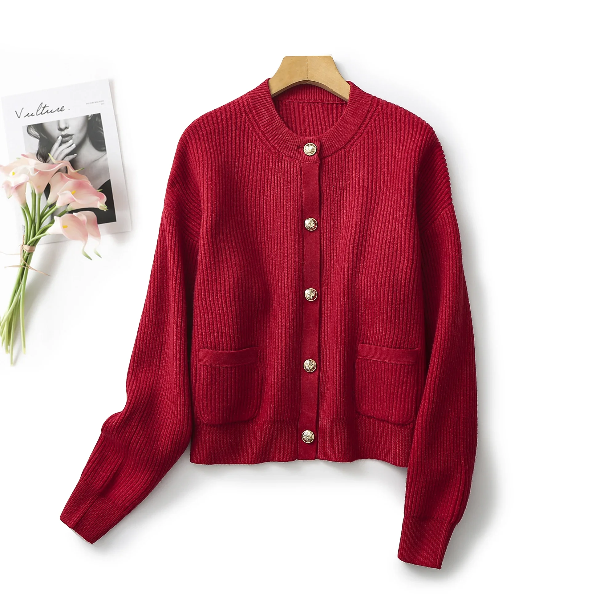 

Ethereal MD 2023 autumn new style of Small fragrant wind soft waxy blend anti-needle woven cardigan jacket