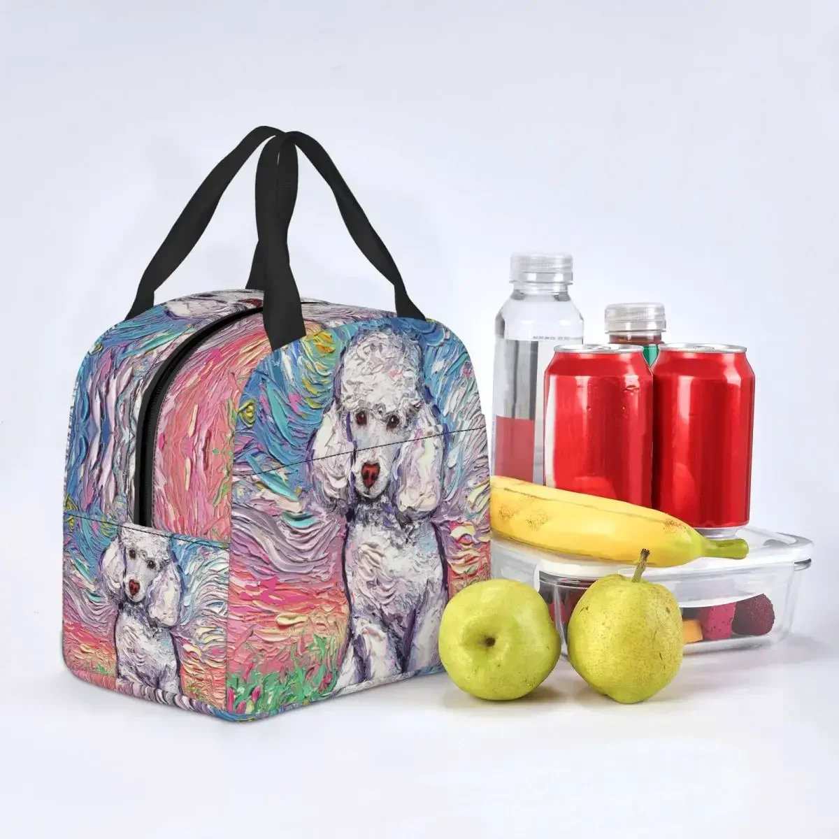 Starry Night Poodle Lunch Box Warm Cooler Thermal Food Insulated Lunch Bag for Women Kids School Work Picnic Portable Tote Bags