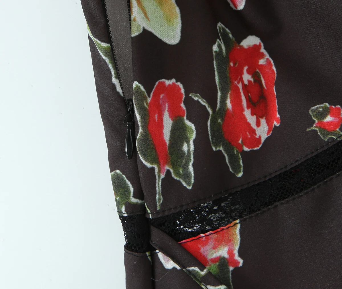 Novo verão preto com vermelho floral impressão emendado rendas babados vestido de manga curta feminino decote em v midi vestidos femme robe