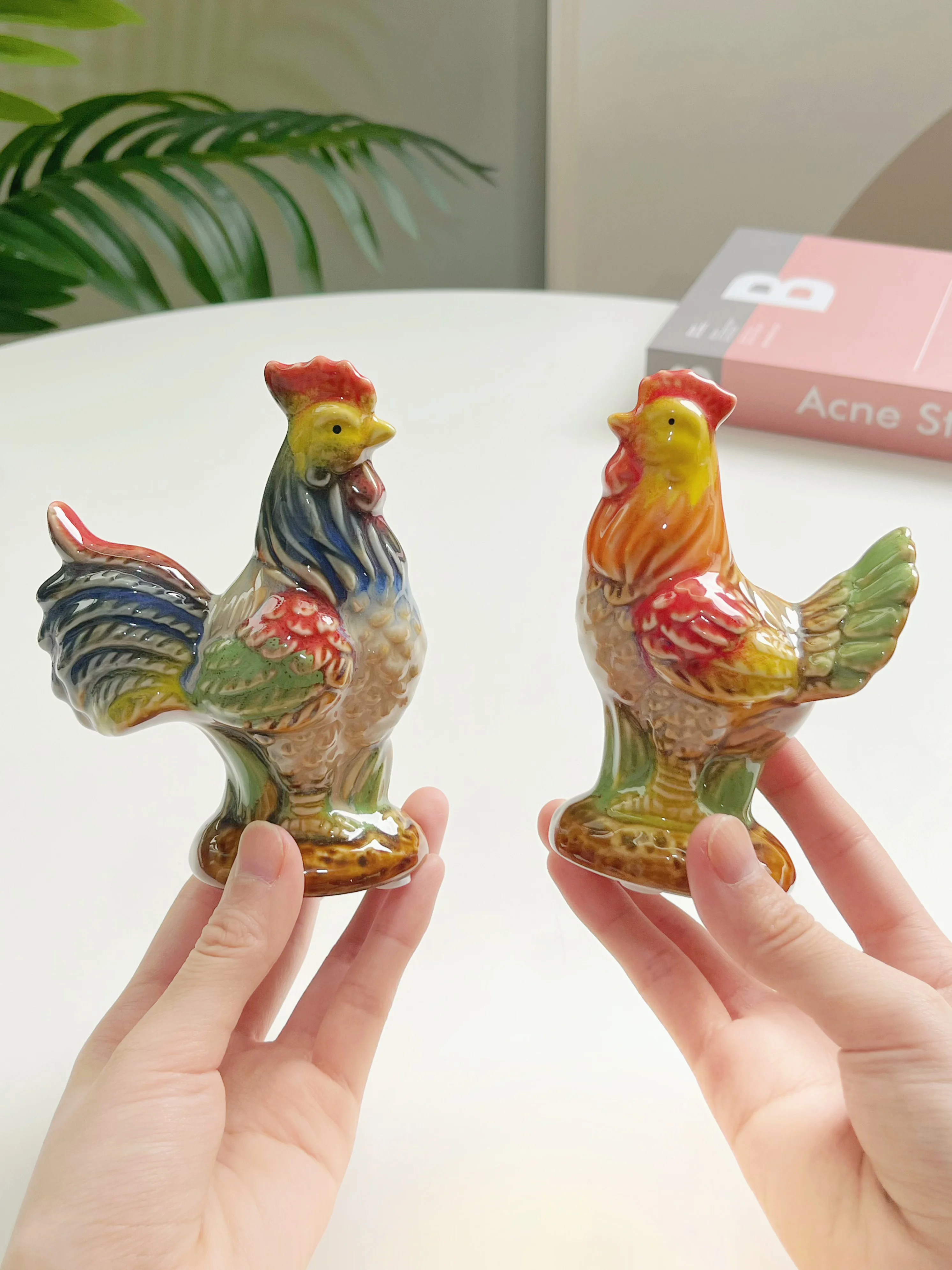 Modern Minimalist Ceramic Rooster Figurine Good Luck Charm for Room Office Desktop Decorative Accessories Jingdezhen Craft Gift