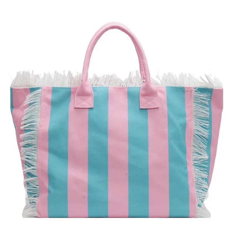 

New Large-capacity Fringed Canvas Bag, Trendy Style That Suits Any Occasion - A Versatile Single-shoulder Tote Bag for Daily Use