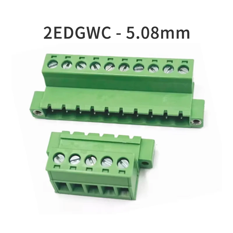 (1 Pcs) 2EDGWC - 5.08mm Pin+Plug Through Wall Solderless Butt Connector Plug-in Terminal Block with Flange Fixing Frame 2P ~ 24P