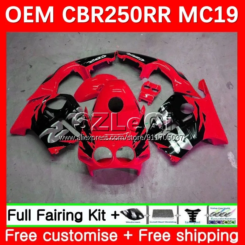 Injection Body For HONDA CBR250RR MC19 CBR250 26No.161 CBR 250 RR CC 250RR 88 89 CBR 250CC 1988 1989 + Decal Black Red Fairing