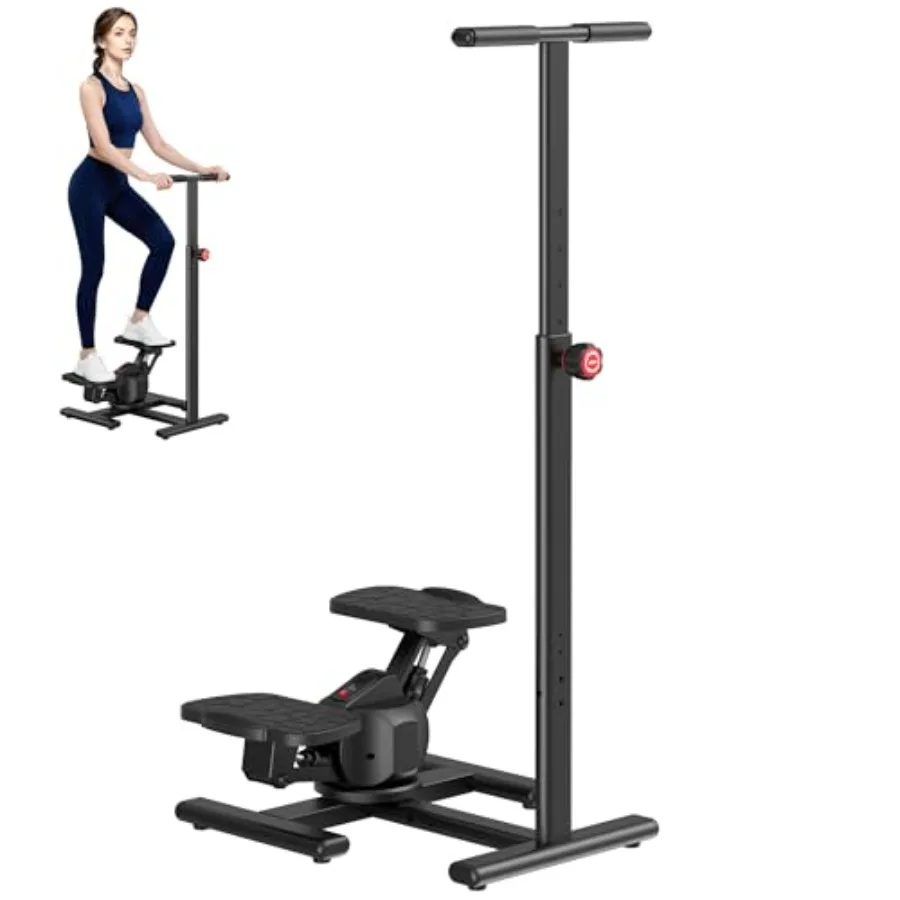

Home Exercise Mini Stair Stepper with Handlebar and Resistance Bands Total Body Cardio Equipment Optional Twist Motion Non-Slip