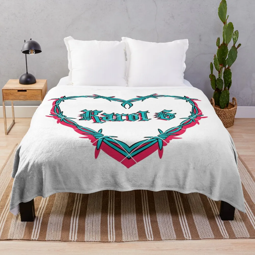 Karol G Merch Heart Throw Blanket Bed linens Weighted Fashion Sofas bed plaid Blankets