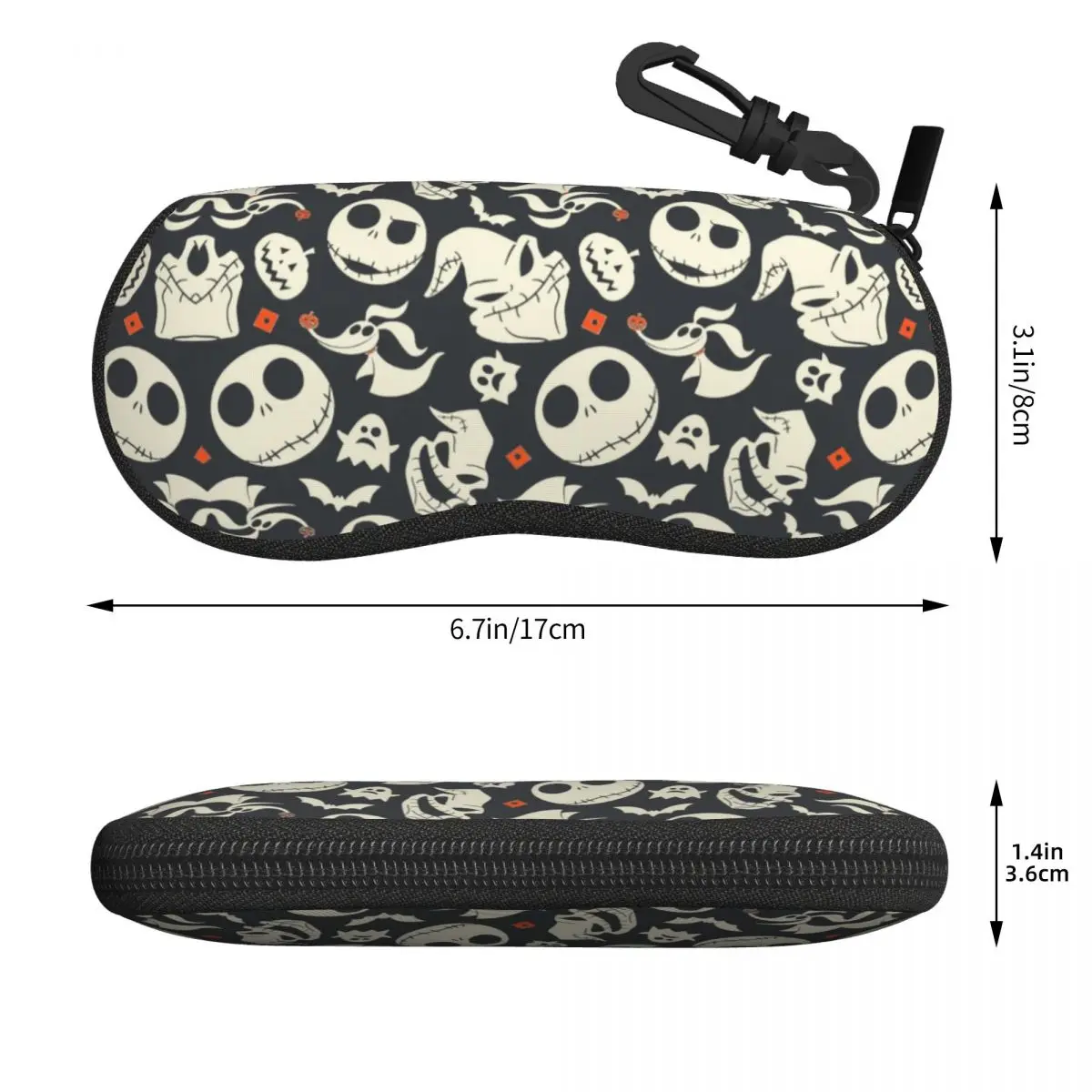 Custom Jack Skellington Shell Eyeglasses Protector Cases Women Men Sunglass Case The Nightmare Before Christmas Glasses Pouch