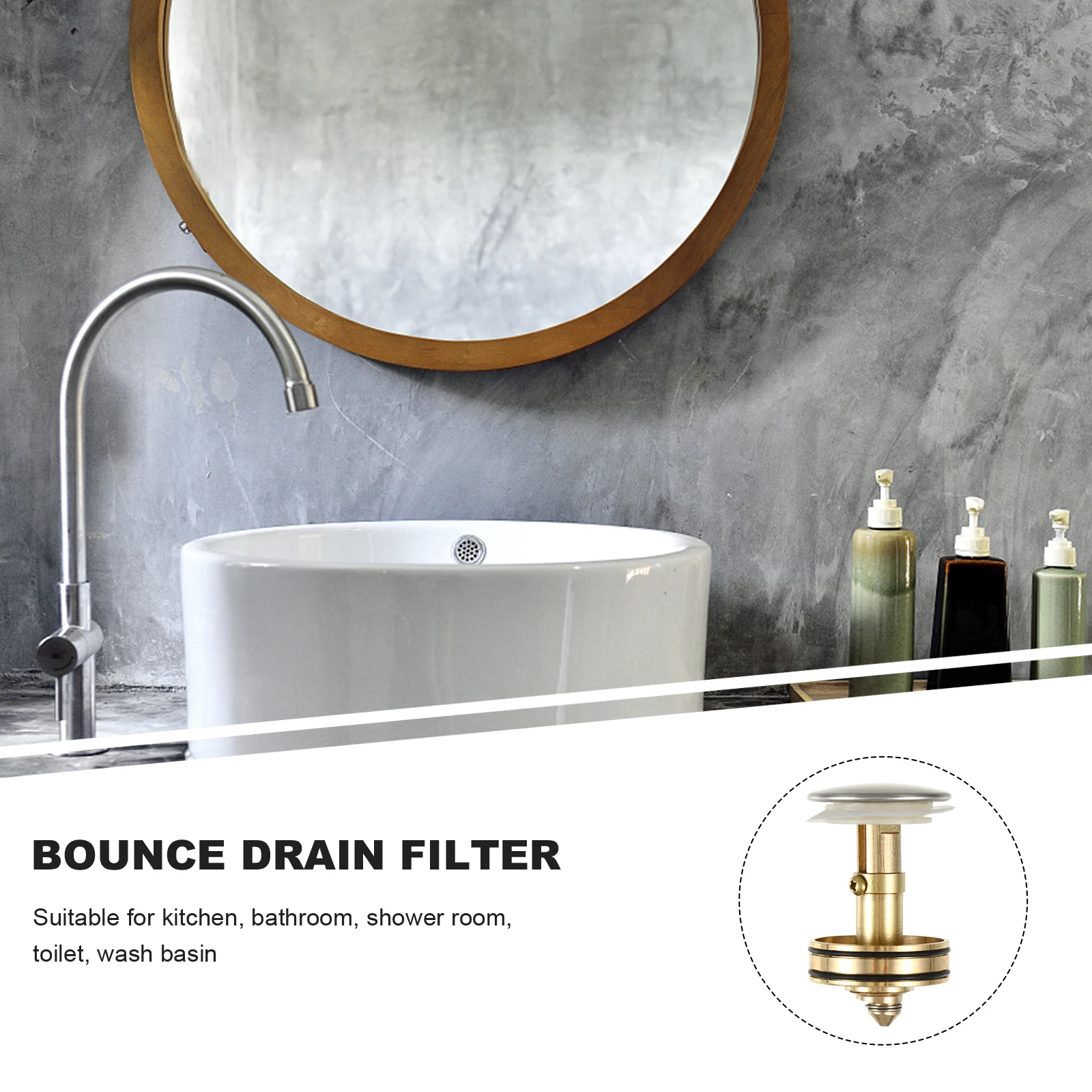

Bounce Drain Filter Wash Basin Drainer Copper Stainless Steel Popup Strainer Kitchen Bathroom Garbage Stopper Easy Install