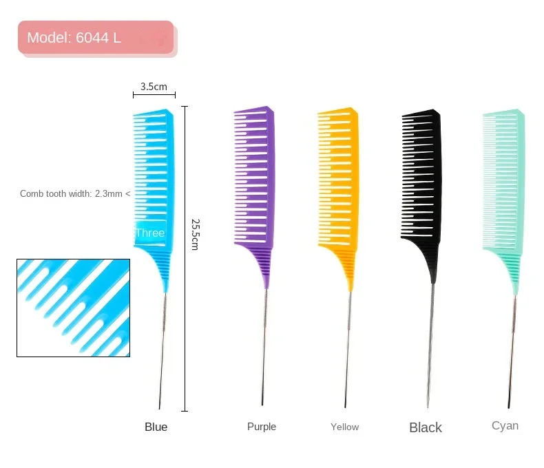 3 stücke Haarbürste Haar Styling Kämme Schwanz Kamm Set Färbung Färben Kamm Salon Werkzeug Schnitte Hervorhebung Weben Schneiden Kamm – Detail 4