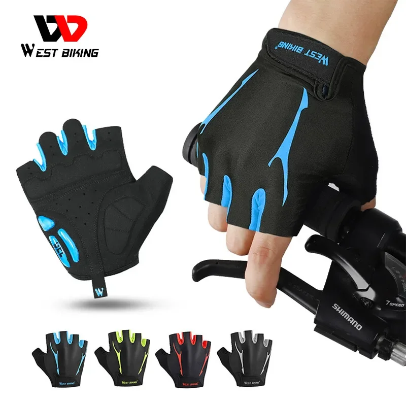 WEST BIKING Half Finger Cycling Gloves Anti Slip Breathable MTB Road Bicycle Gloves Outdoor Sports Bike Gloves