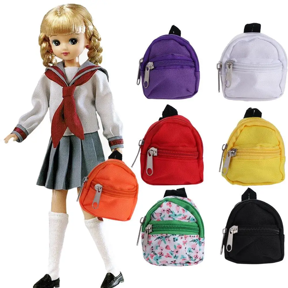 Decoración juguetes para niños regalos para niños mochila Mini mochila con cremallera muñeca BJD mochila muñeca bolsa muñeca en miniatura bolsa muñeca