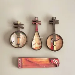 1/12 Dollhouse Musical Instruments Courtesan Pattern Multicolor Miniature Guzheng Pipa Wood Photo Props Decor статуэтки кошек