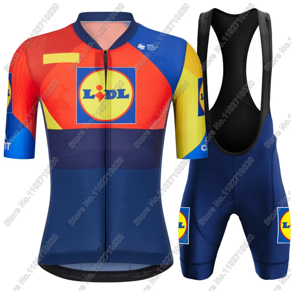 2025 Lidl Cycling Jersey Team Set Summer Short Sleeve USA Cycling Clothing Road Bike Shirts Suit Bicycle bib Shorts MTB Maillot