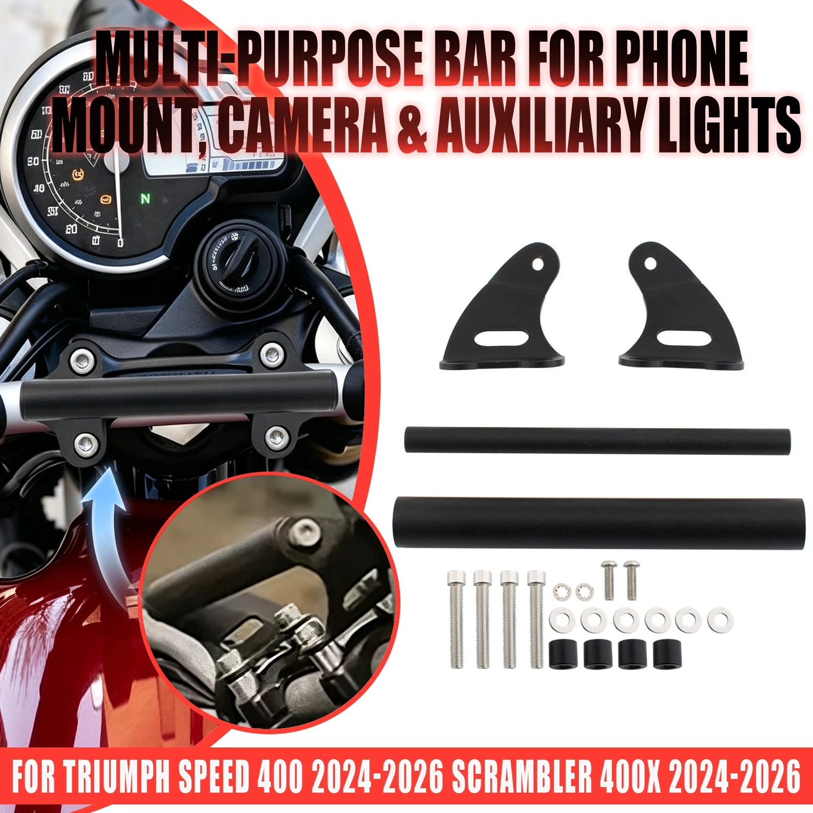 Motorcycle GPS Navigation Phone Bracket Mount Holder Adapter For Triumph Speed 400 Scrambler 400 2024 2025 2026