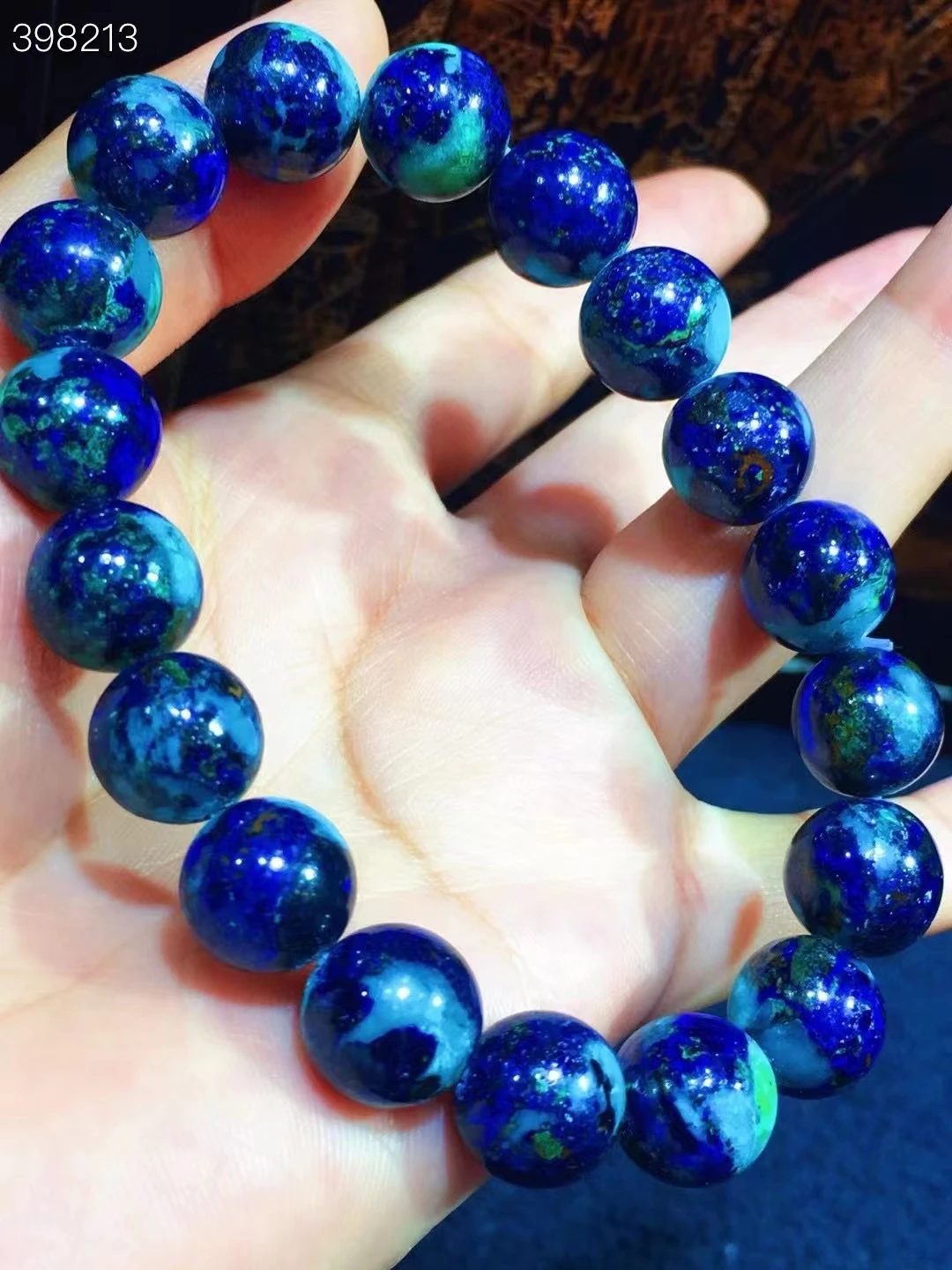 11.5mm Natural Blue Malachite Azurite Round Beads Bracelet Chrysocolla Gemstone Rare Women Men Jewelry AAAAAA