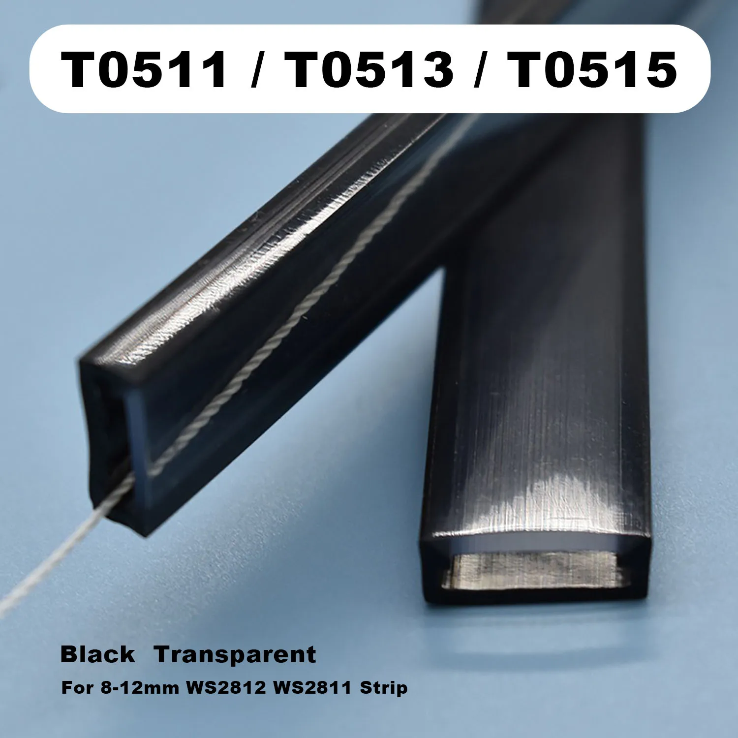 T0511/T0513/T0515 Silicone Neon Tubes, Black/Transparent Sleeves for 8-12mm WS2811 WS2812 LED Strips