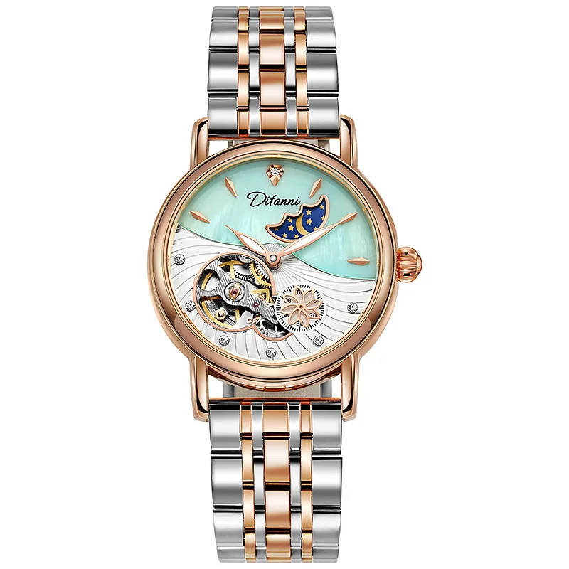 Women's Multifunction Mechanical Watch with Steel Band