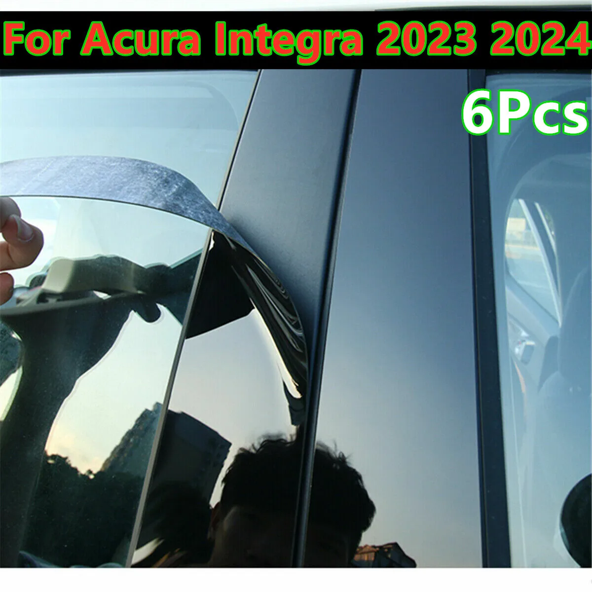 6Pcs Black Window B C Pillar Posts Trim Cover For Acura Integra 2023 2024