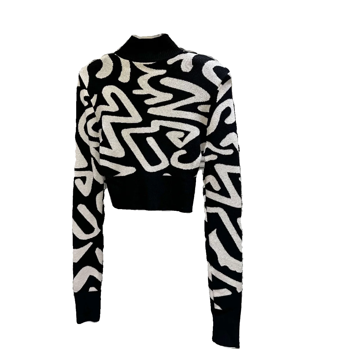 

Высокий вязаный свитер Ne, модный уникальный блузкий белый цвет, дизайн с неровным узором, верхняя длина Fem Faion