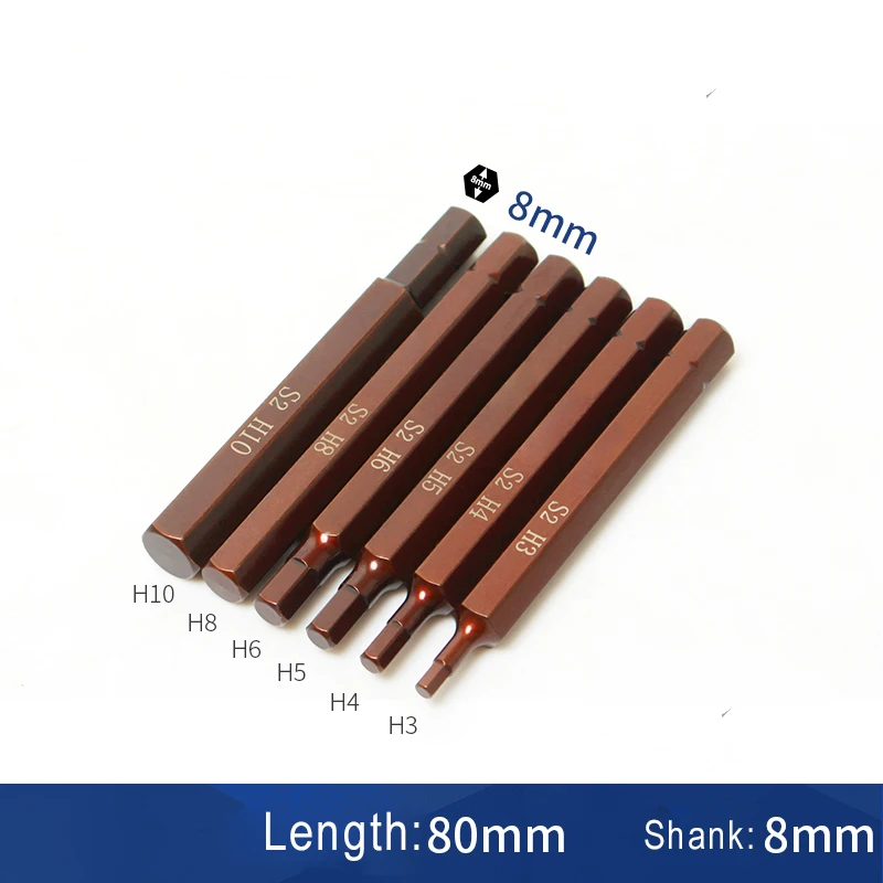 27pcs 80mm Long 5/16 inch 8mm Hex Shank Heavy Impact Slotted Torx Phillips Screwdriver Bit Cross/ 12 point Spline bits Tool kits