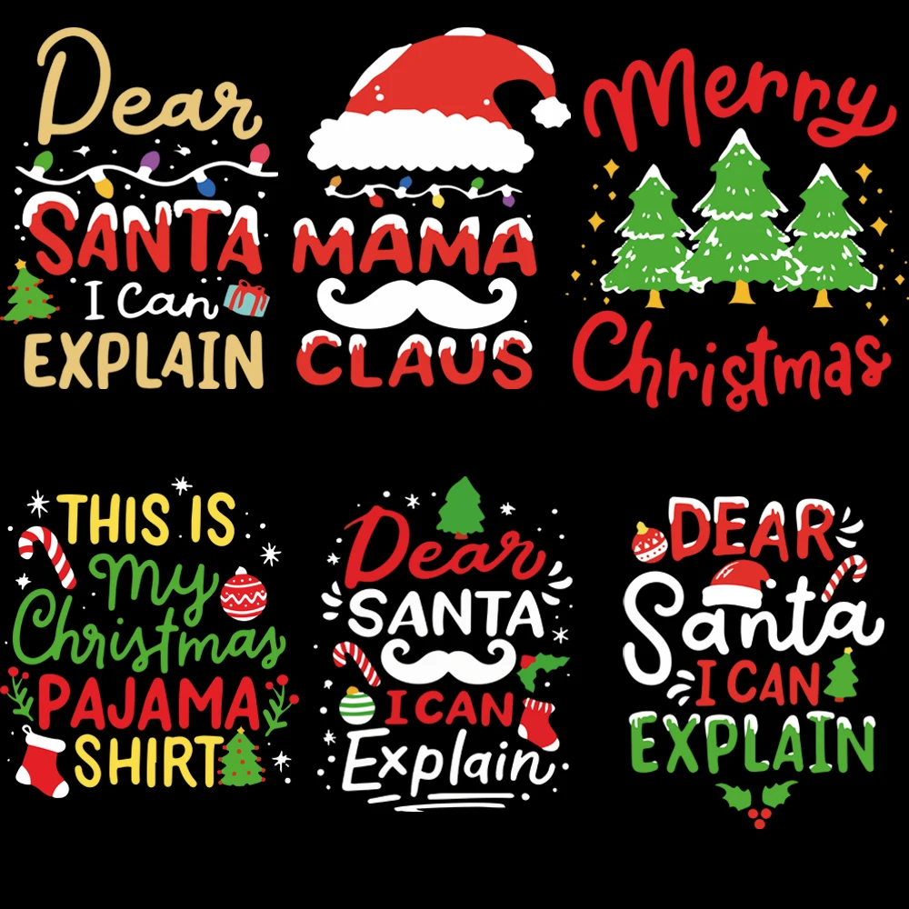 

Christmas Day letter tree, hat, beard pattern heat transfer stickers DIY heat transfer stickers