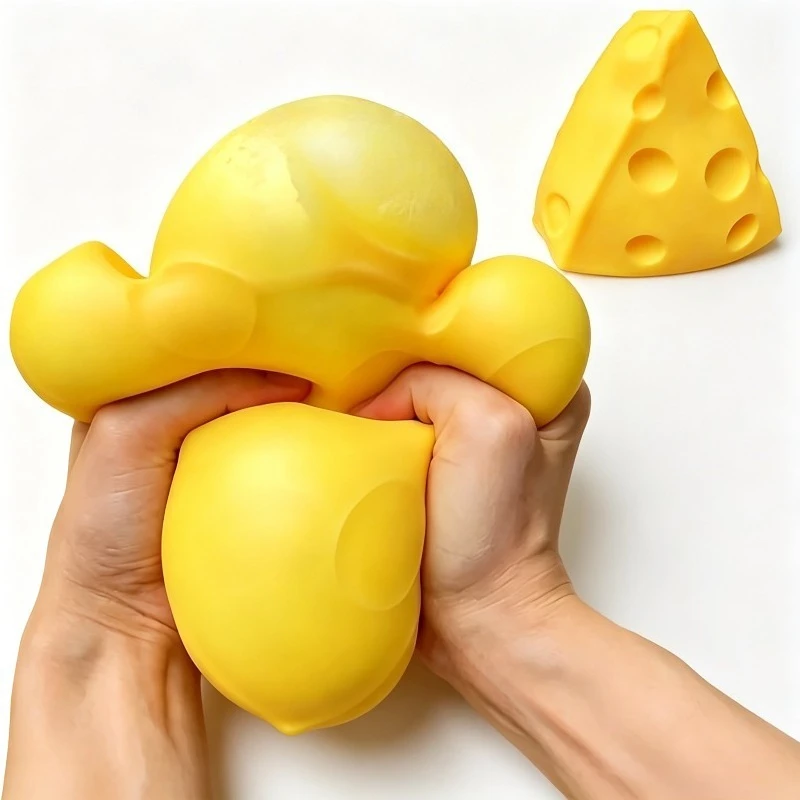 Jumbo Dreieckiger Käse-Stressball Quetschbares Spielzeug Dehnbarer Käse-Quetschball Fidget-Spielzeug ASMR Sensorisches Anti-Stress Weihnachtsgeschenk