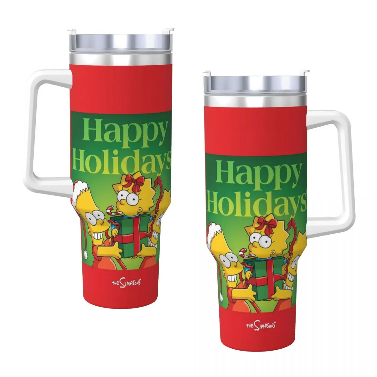 Stainless Steel Tumbler The Simpsons For Christmas Car Mugs With Straws Driving Drinks Water Bottle Large Capacity Thermal Mug