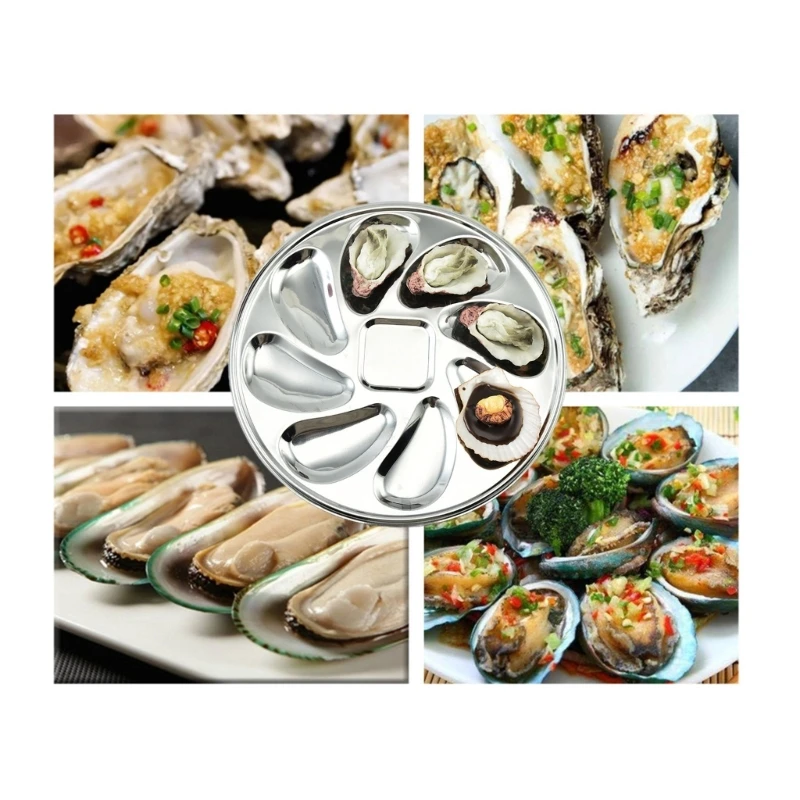 Functional Serving Dish Stainless Steel Oysters Plate Round Shellfish Seafood Tray Perfect for Serving Various Shellfish