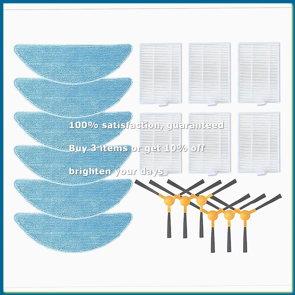 ●For RV-R670S Replacement Side Brush HEPA Filter Mop Pads Spare Parts Accessories,B-ABFB