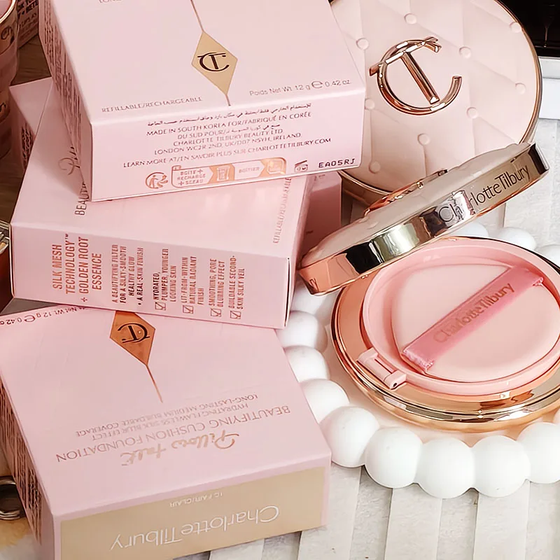 Charlotte Micro Light Powder Air Cushion Small Gold Plate Setting Powder 2 Color Powder Blusher Essence Oil Tilbury Cosmetics
