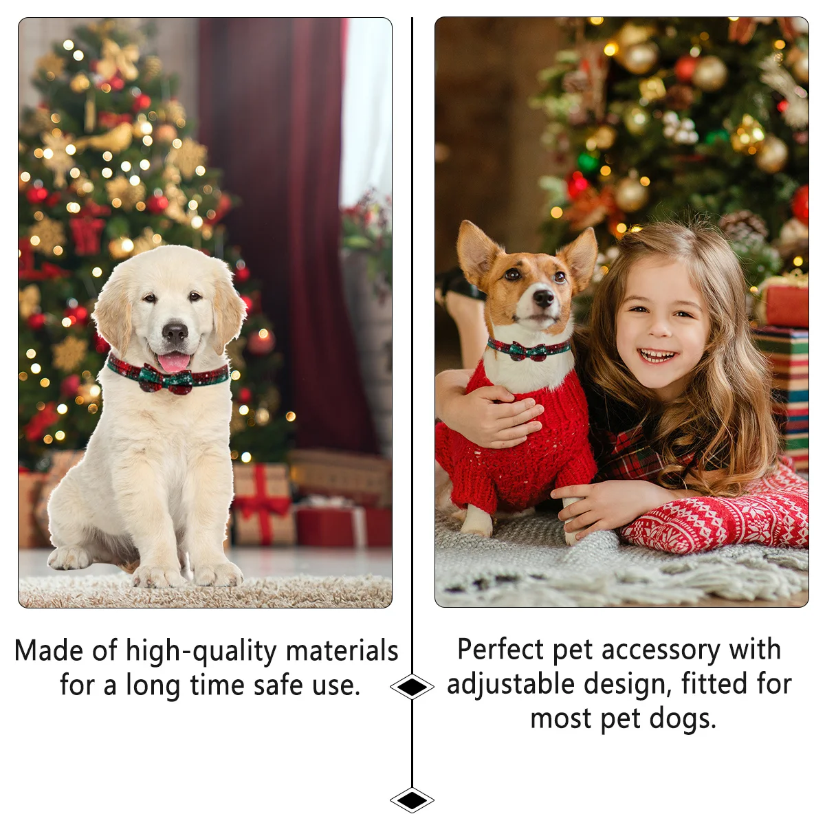 

2Pcs Christmas Dog Collar Leash Set Adjustable Bow Ties Pet Neckchain Stylish Long Time Use Christmas Dog Collar and Leash
