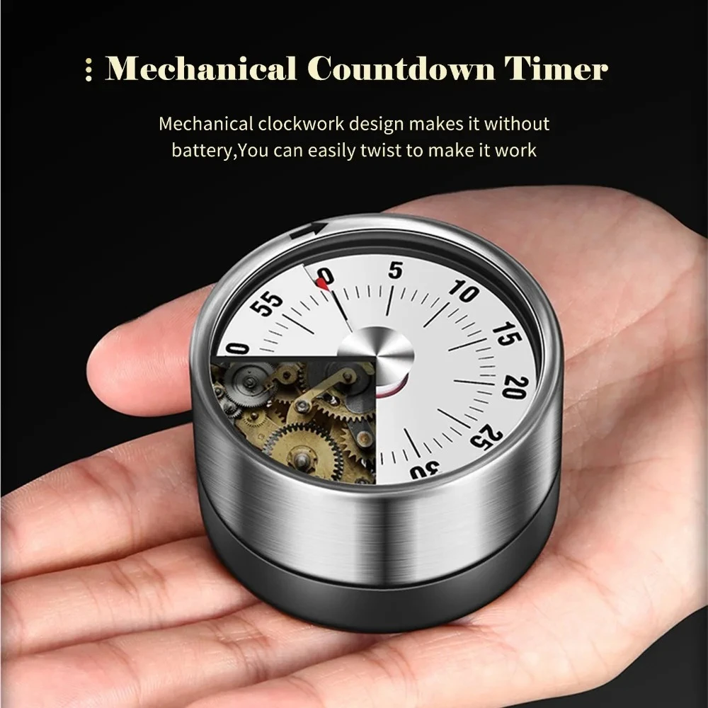Countdown Reminder Magnetic Mechanical Visual Timers Classroom Baking Clock for Teaching Meeting Kitchen Cooking Baking Working