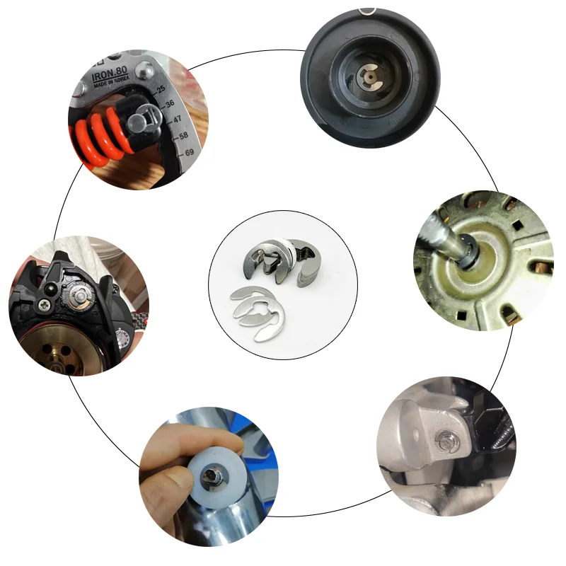 320/215 Stück E-Clip-Unterlegscheibe 304 A2 Edelstahl-Sicherungsring-Unterlegscheibe E-förmiger Außensicherungsring Sicherungsring für Schaft-Kit M1,5 ~ M15 – Detail 3