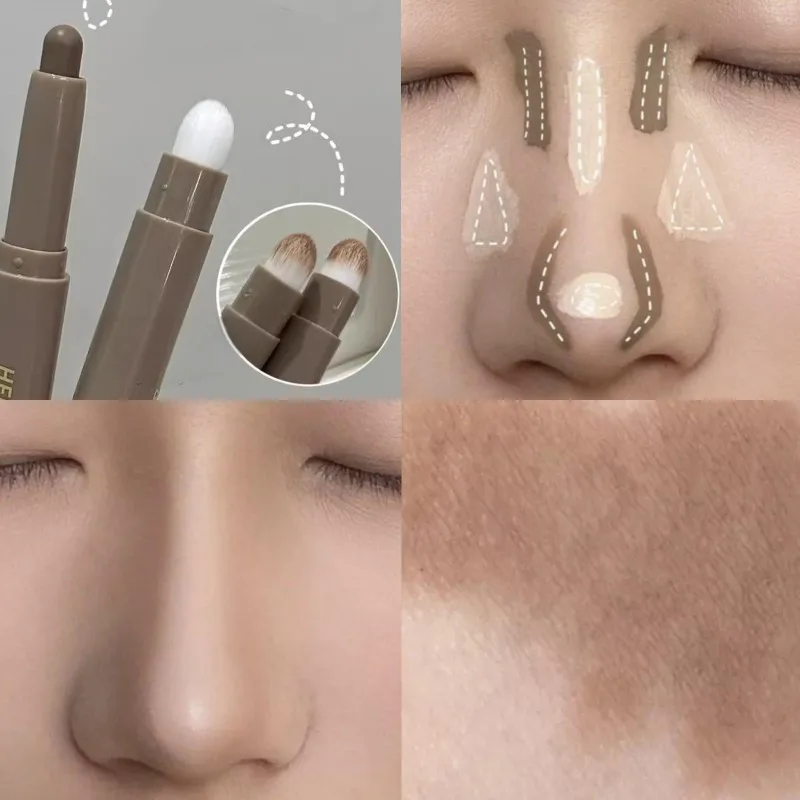 Double-ended Contouring Pen To Modify Contours, Hold Makeup, Develop Color, Brighten Dullness, Waterproof and Sweat-proof