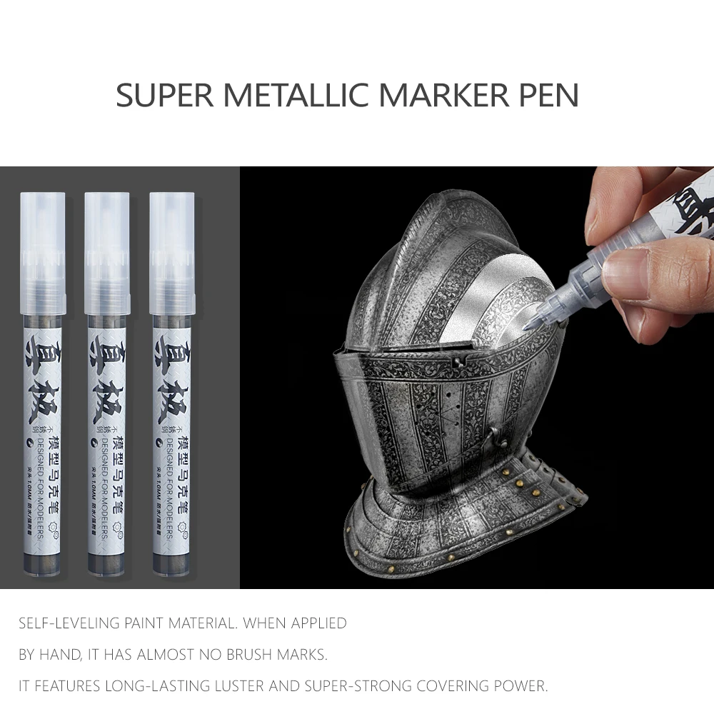 1 Stück metallische Acryl-Farbstifte zum Erstellen von Kunst auf mehreren Oberflächen, 0,1 mm Stiftspitze für Spielzeugmodell, Ausbesserungsmalerei als Geschenk – Detail 4