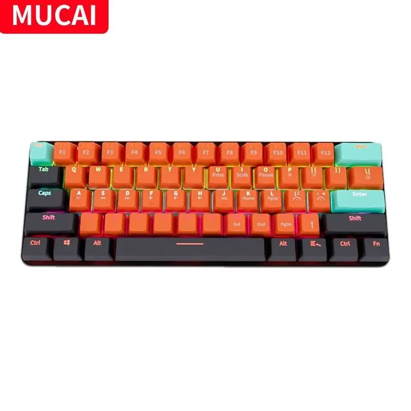 Mucai-Miniteclado MecáNico Mka610 Para Juegos Usb Interruptor Rojo 61 Teclas Cable Desmontable Para Ordenador Pc Y PortáTil