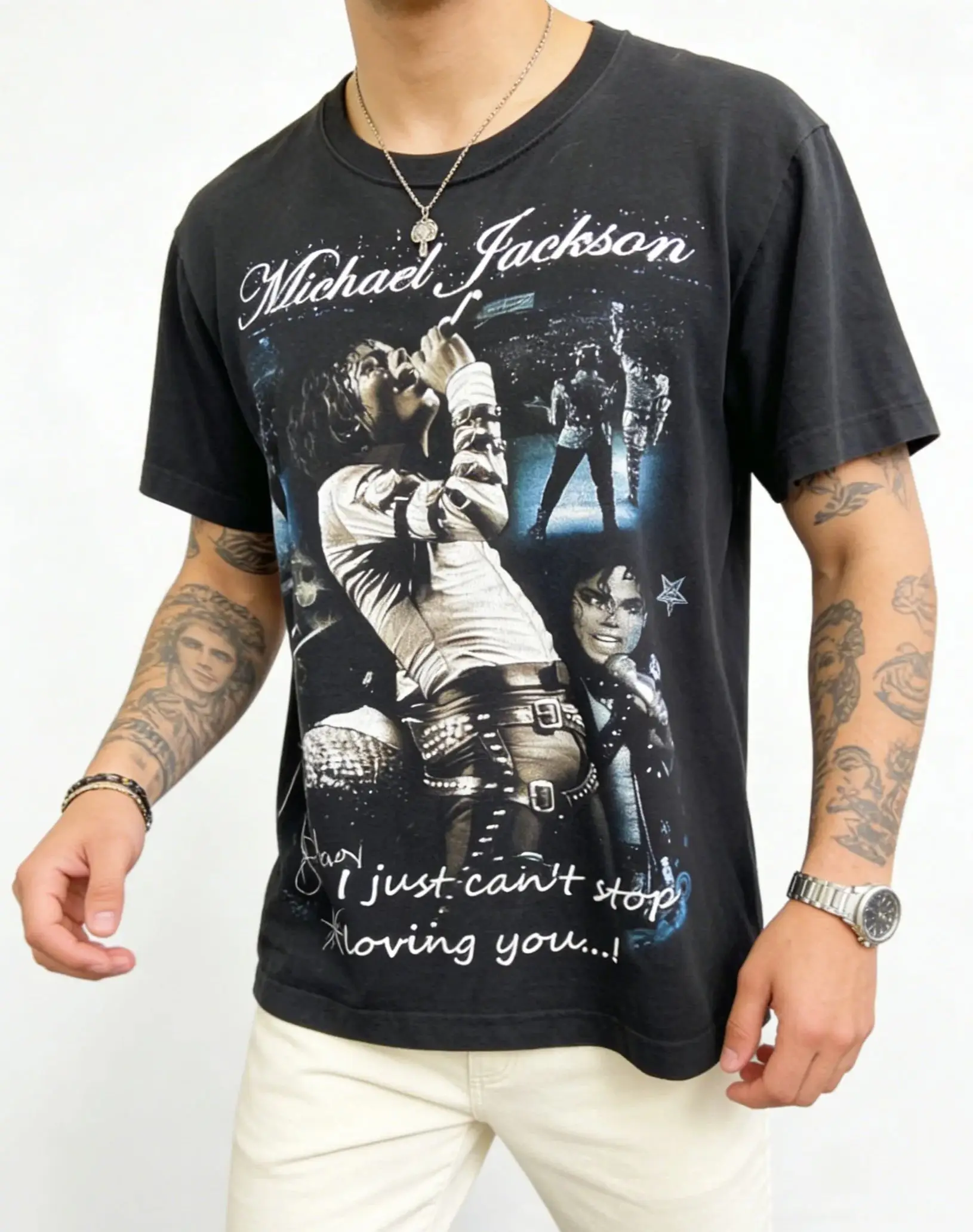 New Michael Jackson Oversized  Summer Men's Women Clothes   Streetwear Top trend Tee Children Adults Parent Child Cotton TShirt