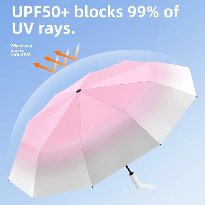 Automatic Gradient Sunshade Umbrella UV Protection Women's Fashionable Three-Fold Umbrella Sun Rain Combination Male Sunshade... - view 2