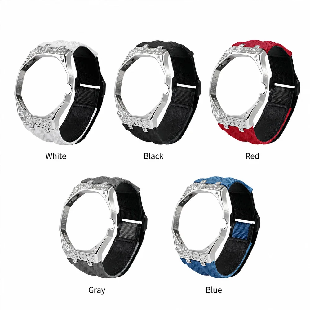 Diamond Case+Nylon Strap For Swatch Royal Pop Luxury Modification Kit 3 'O Clock/12 'O Clock stainles steel watchCover Accessory