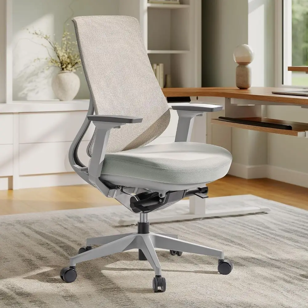Ergonomic Breathable Mesh Office Chair with 3D Armrests, Adjustable Seat Depth and Lumbar Support for Home Office (Grey)