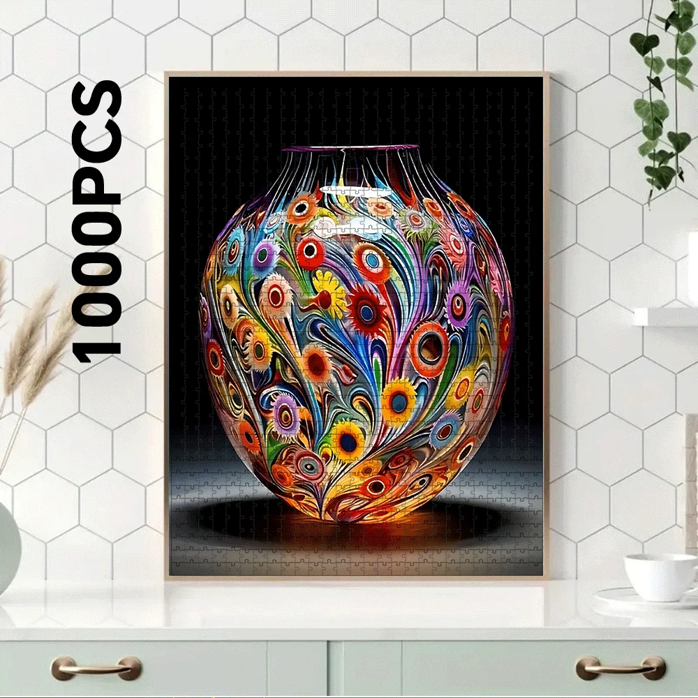 1000/500pcs 3D Large-Scale Marble/Mosaic Vase Jigsaw Puzzle - Color-Coded Pieces for Adults &, DIY Brain Teaser Game, Intermed image 5