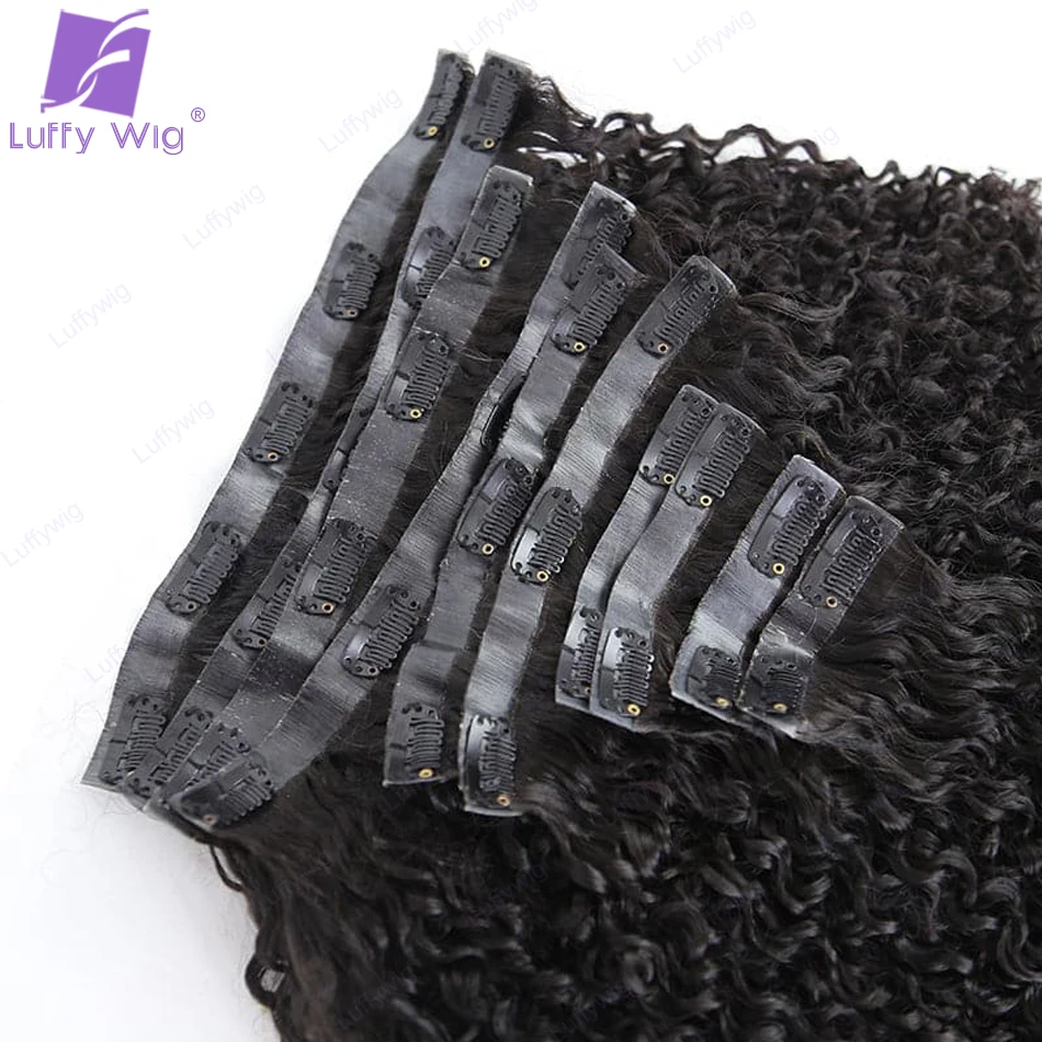 Afro Kinky Curly Clip In Extensions Pu Naadloze Clip In Human Hair Extensions Burmese Huid Inslag Clip Ins 100G 7 Stuks 120G 8 Stuks