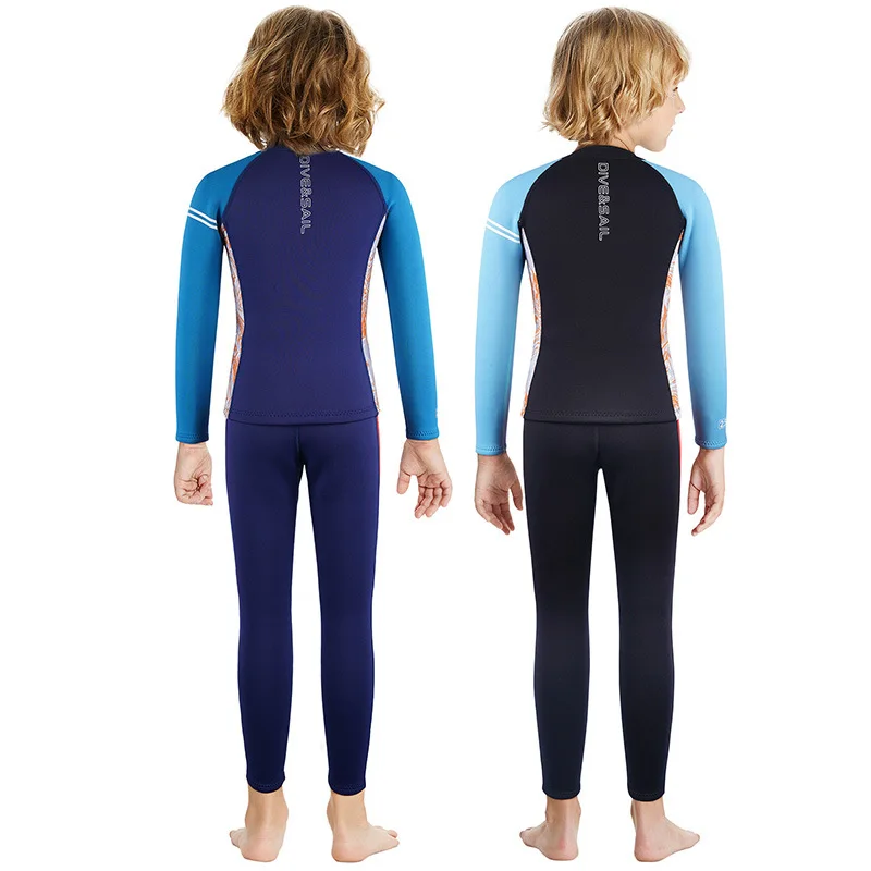 Kids Boys 2.5MM Neoprene Wetsuit 2-Pieces Set For Spring Winter Swimming Snorkeling Cold Water Swim Suit High Elasticity Wetsuit